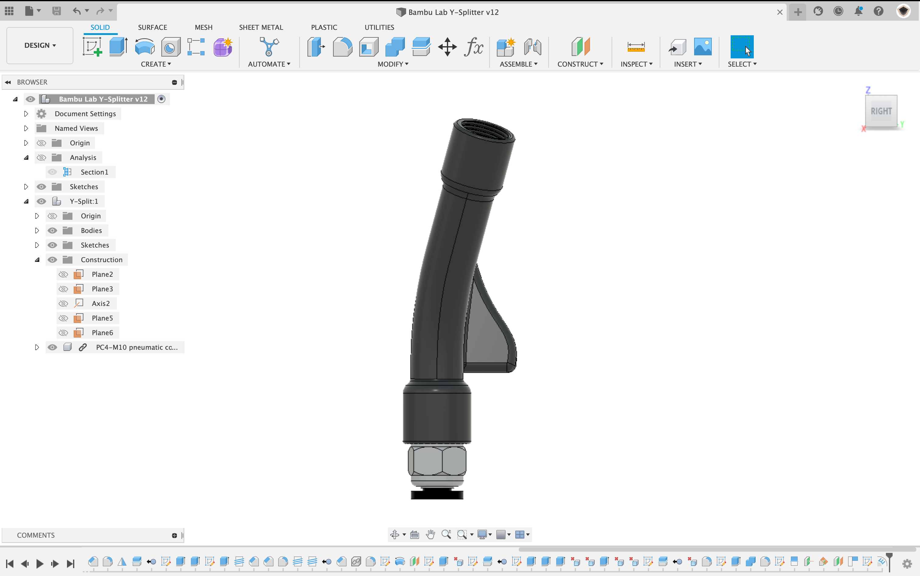 Bambu Lab Y Splitter With Pc M Pneumatic Connector And Magnets By