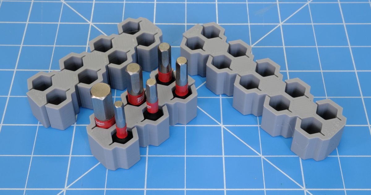 Dual Row Slim Hex Bit Holder Parametric By Flying Gyroscope