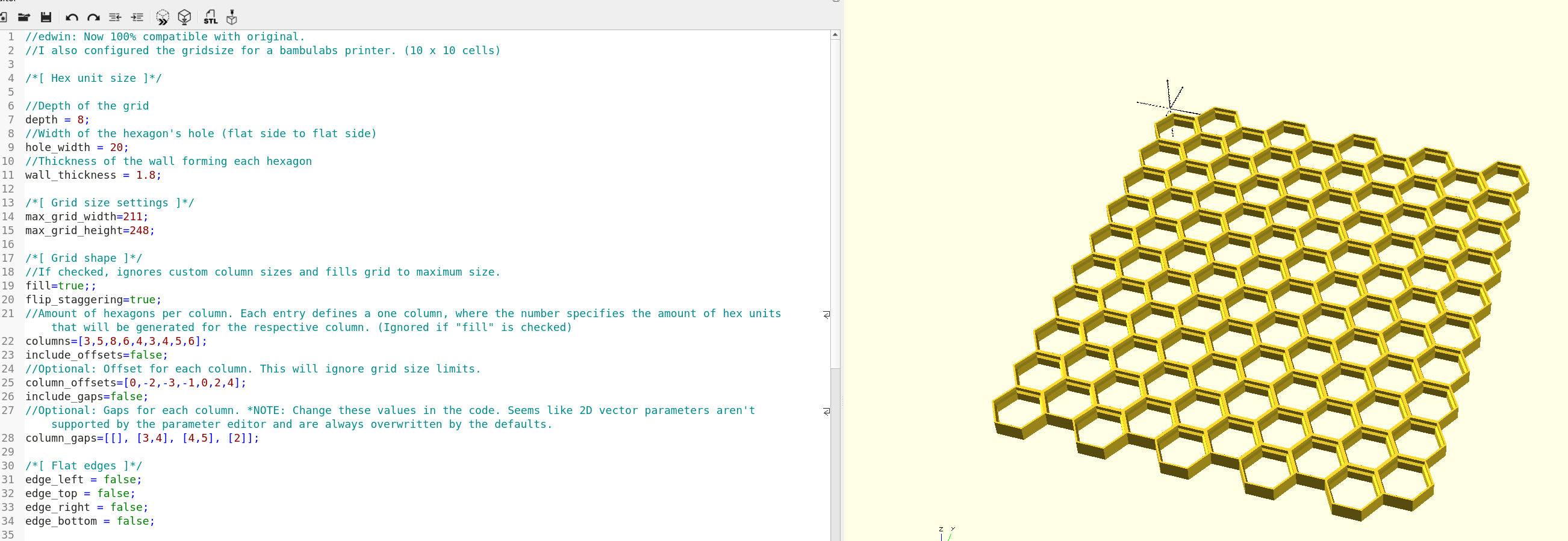 Customizable Honeycomb Storage Wall OpenSCAD V2 1 Bambulabs By Edwin