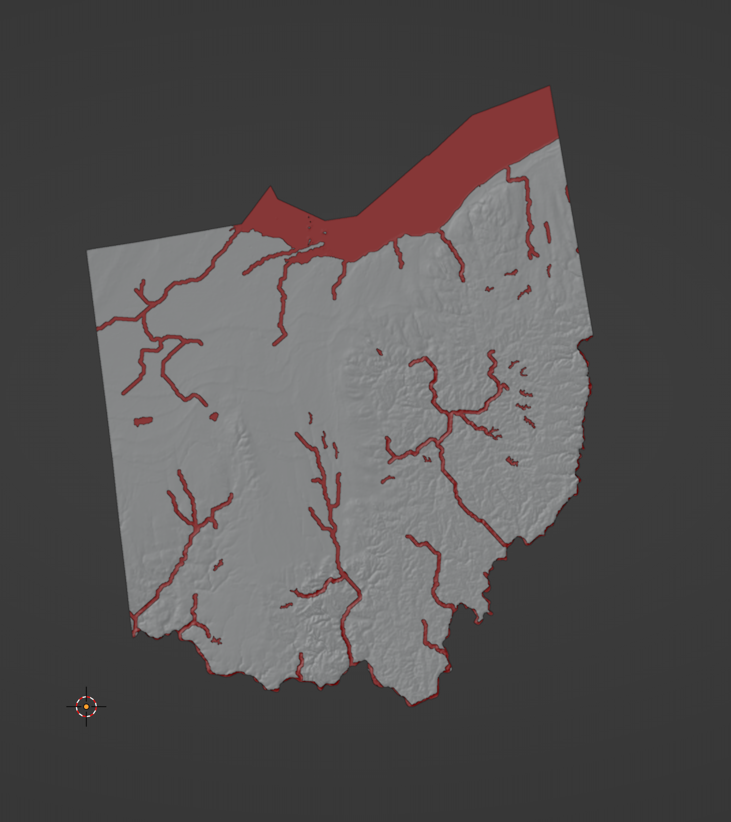 Ohio Usa Oh Topographic Map With Rivers And Lake Erie By Ansonl