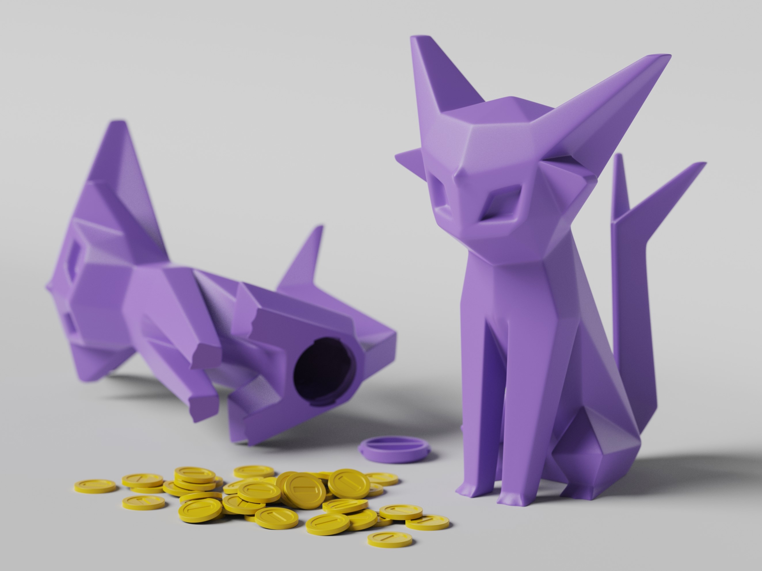 Low Poly Espeon Piggy Bank By Agustin Arroyo Printables Store