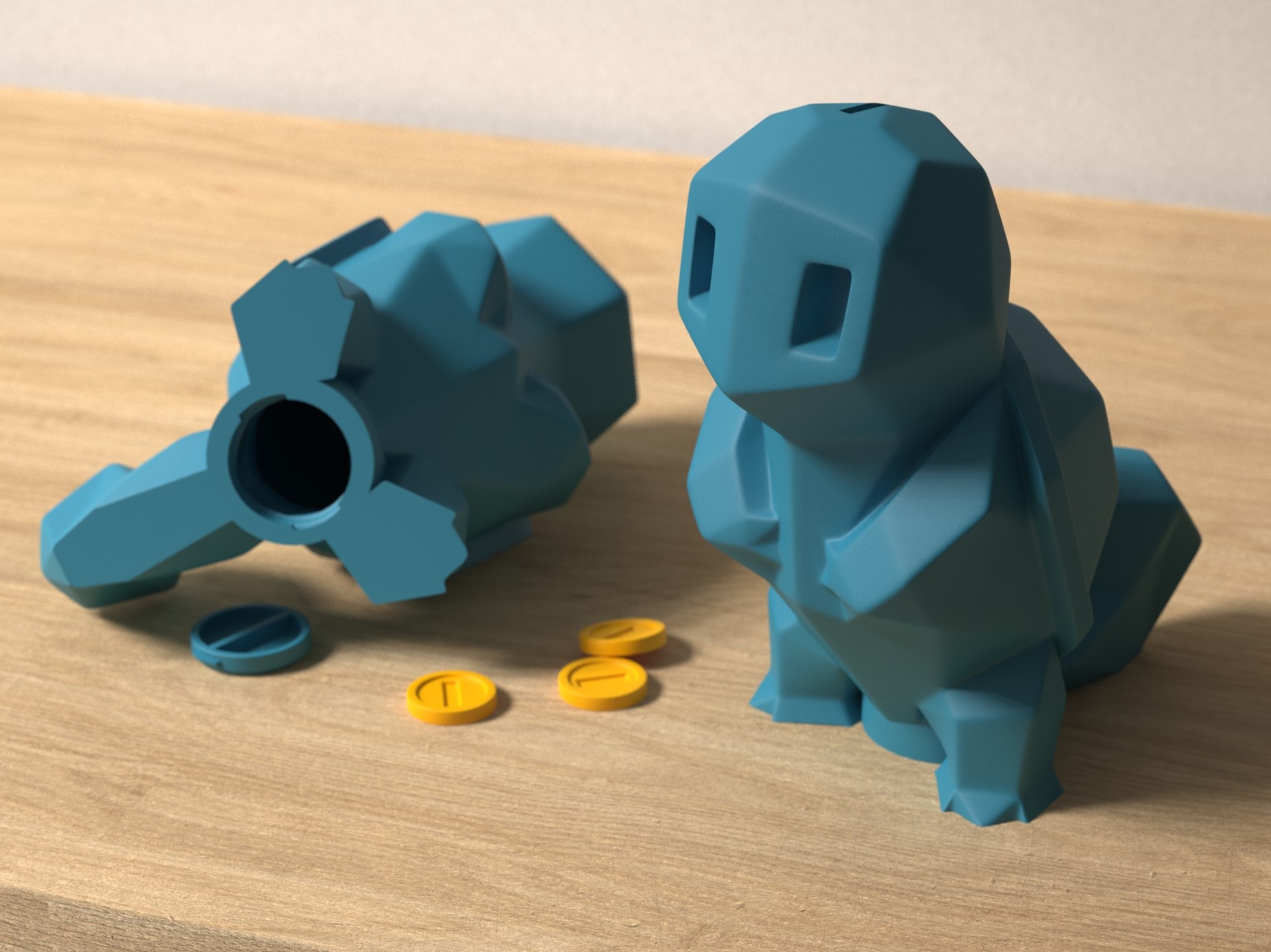 Low Poly Squirtle Piggy Bank By Agustin Arroyo Printables Store