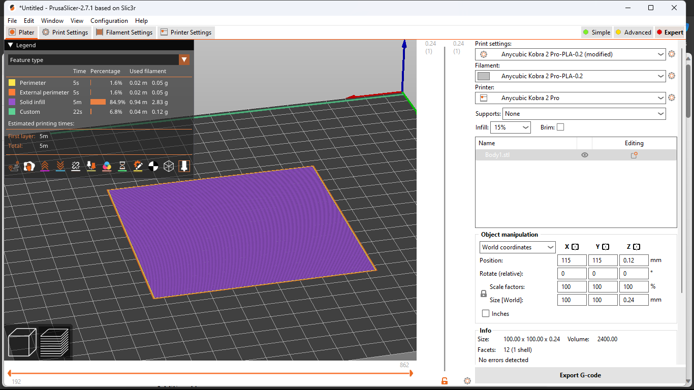 Updated My Prusa Slicer Profile For Anycubic Kobra Pro By Greenbit