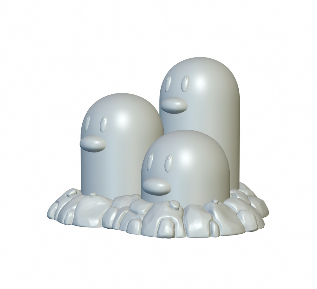 Pokemon Dugtrio Optimized For D Printing By Dprint Up