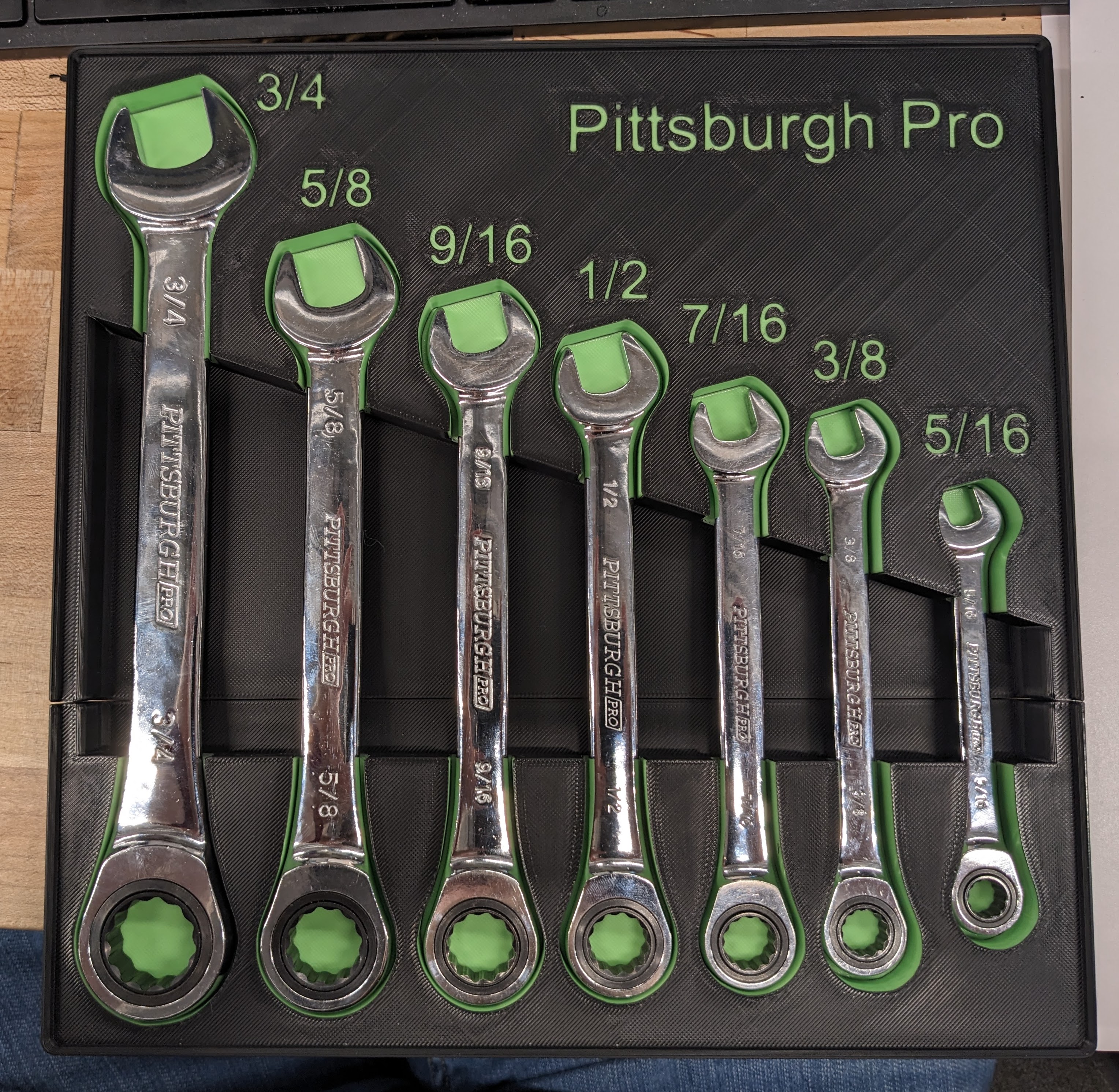 Gridfinity Shadow Board For Pittsburgh Ratcheting Combo Wrench Set