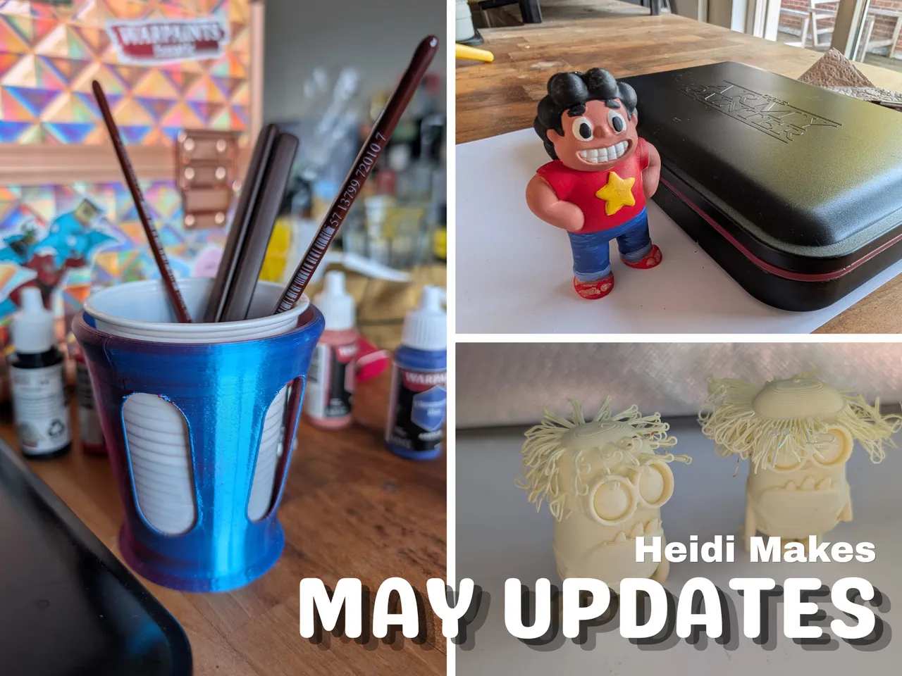Image for Plastic cup holders, print experiments, painting Steve: May Updates!