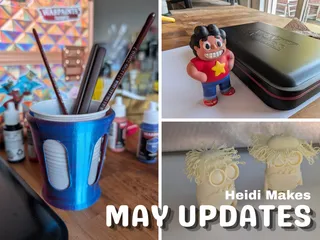 Image for Plastic cup holders, print experiments, painting Steve: May Updates!