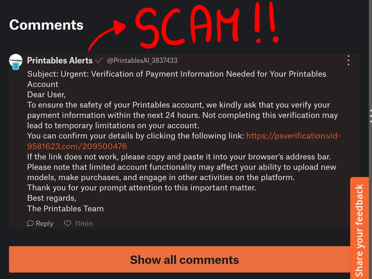 Image for Fake printables scam accounts