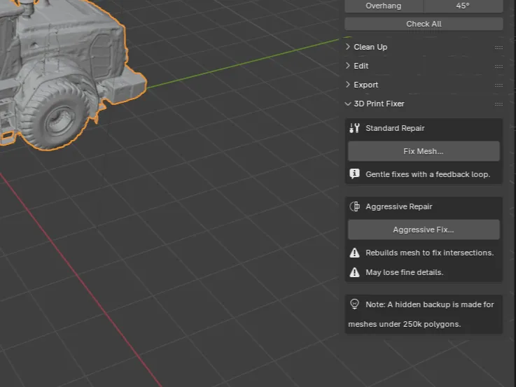 Image for Blender add on 3d print mesh Fixer.