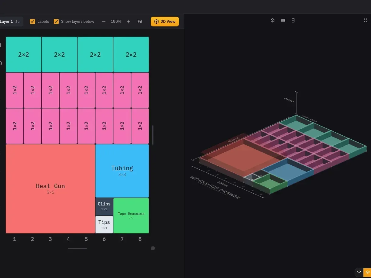 Image for Gridfinity Layout Tool — plan your layouts before you print