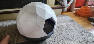 Geodesic Dome Cat House - Pine Tree Cutouts