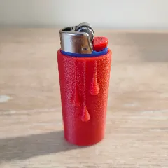 Bic Lighter Case Keychain - Blood, Finger Horns, & Pac-Man - Fuzzy Skin