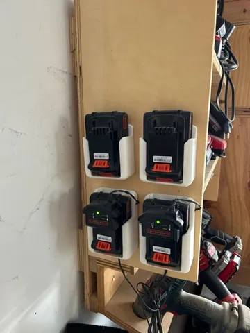 Black & Decker MAX 20V Battery Charger Holder (with 1 pegboard mounting  option) - with STEP file by MyStoopidStuff, Download free STL model