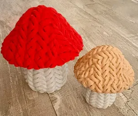 Knitted mini mushrooms