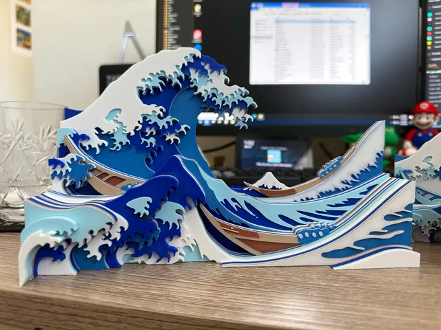 Make of Great Wave off Kanagawa (Bambu X1C AMS) by Max Lush