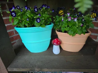 Soft Rounded Triangle Flower Pots with Decorative Rim and Lines