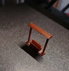 Lavička so strieškou na vlakovej stanici / Train station bench (TT - 1:120)