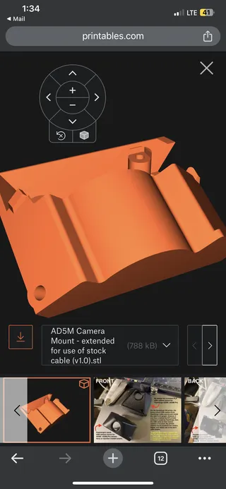Flashforge Adventurer 5M (AD5M) Printed Camera Mounts (two to choose ...