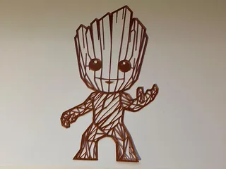 baby groot low poly wall art