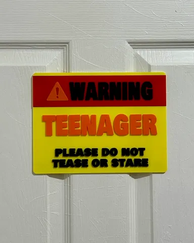 Teenager Warning sign by Jon | Download free STL model | Printables.com