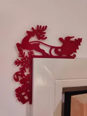 Christmas Door Trim Corner 23 - Santa Sleigh and Reindeer and Gifts (Christmas ornament)