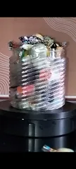 Vase jar - round textured (threaded, parametric)