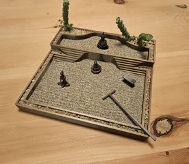 Two-Tiered Desktop Zen Garden with Tools and Decor