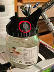 Airbrush cleaning pot from Nuttela jar
