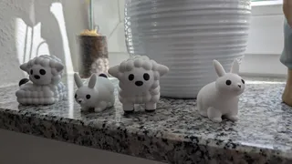Cute Simple Puffy Chubby Style Easter Bunny Rabbit Toy Miniature  - Spring Decorative Delight
