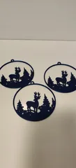 Christmas Deer and Christmas Trees in a bauble (Christmas tree ornament)