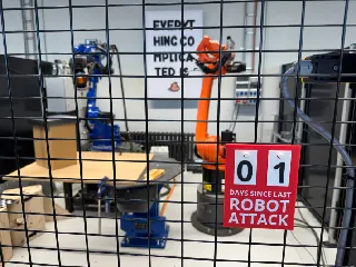 Robot attack safety counter sign with tags