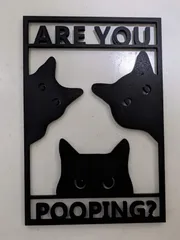 Cat Bathroom Sign - Are you pooping?
