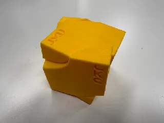 Puzzle cube, bisection: division by two - screwy surface