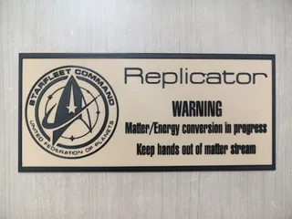 Star Trek Replicator heat warning badge for printers