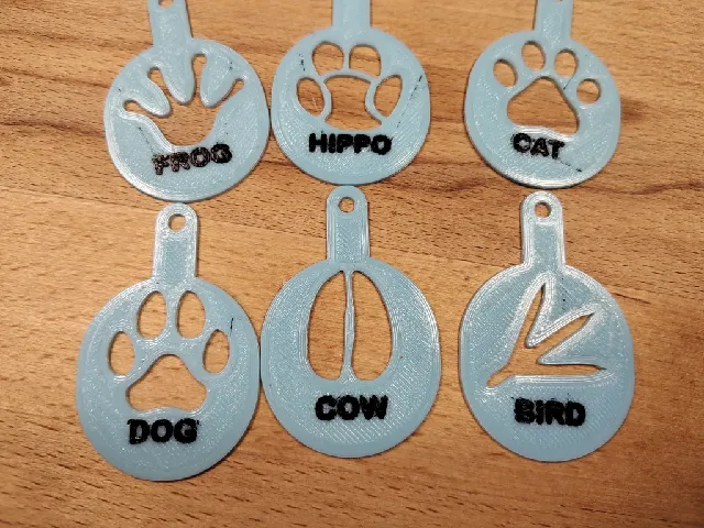 6 animals footprint paws template stencil keychain by Petra Ollender | Download free STL model ...