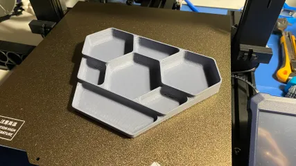 Hex Parts Tray (Stackable) by Squirrelbrain, Download free STL model