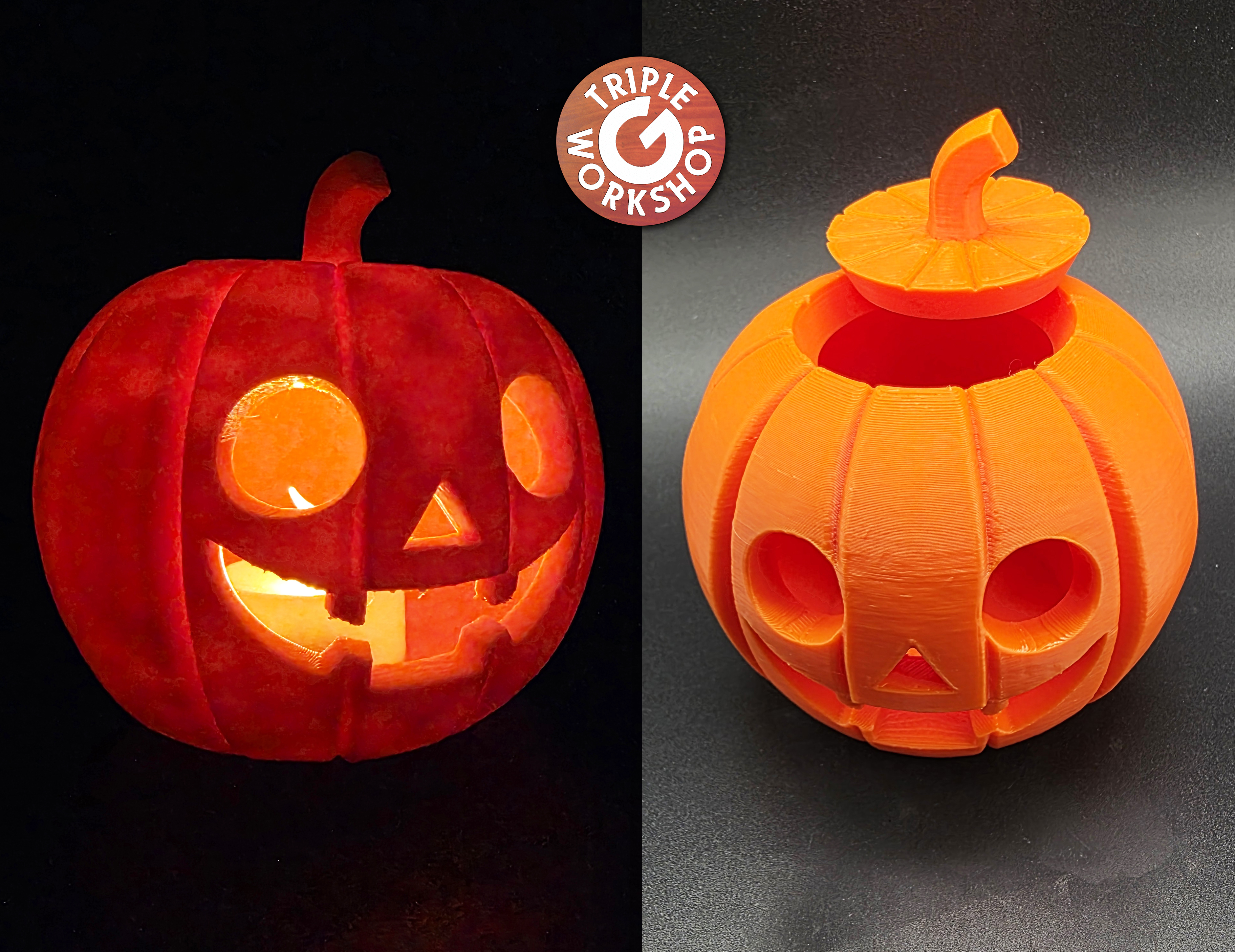 Big-Eye Jack-o-Lantern w/Lid LED Tea Light Holder