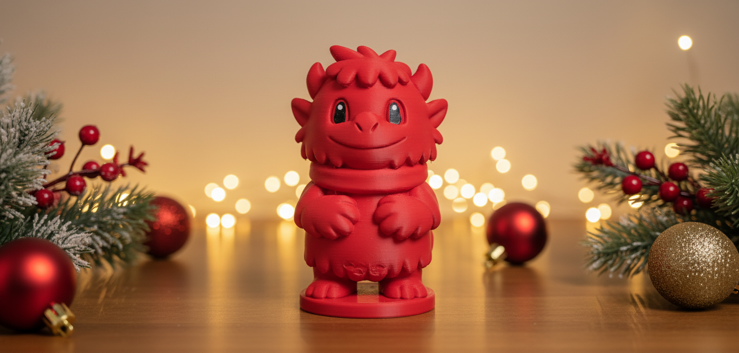 Furry Monster in Scarf Christmas Figurine