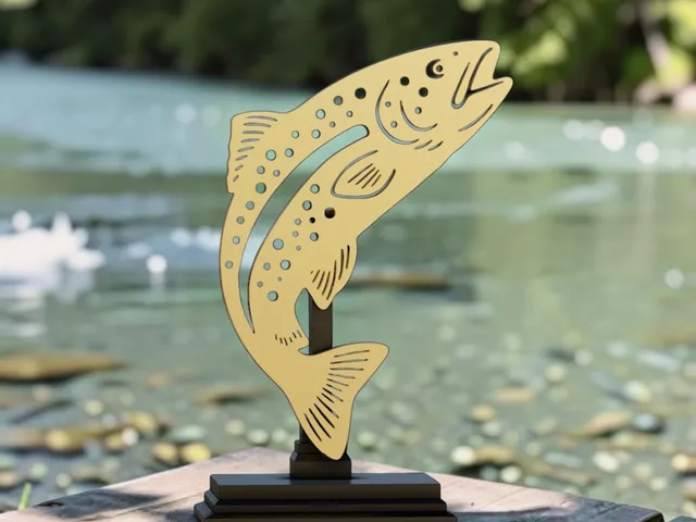 rainbow trout (ONCORHYNCHUS MYKISS) fish trophy 2d statue for 3d printing