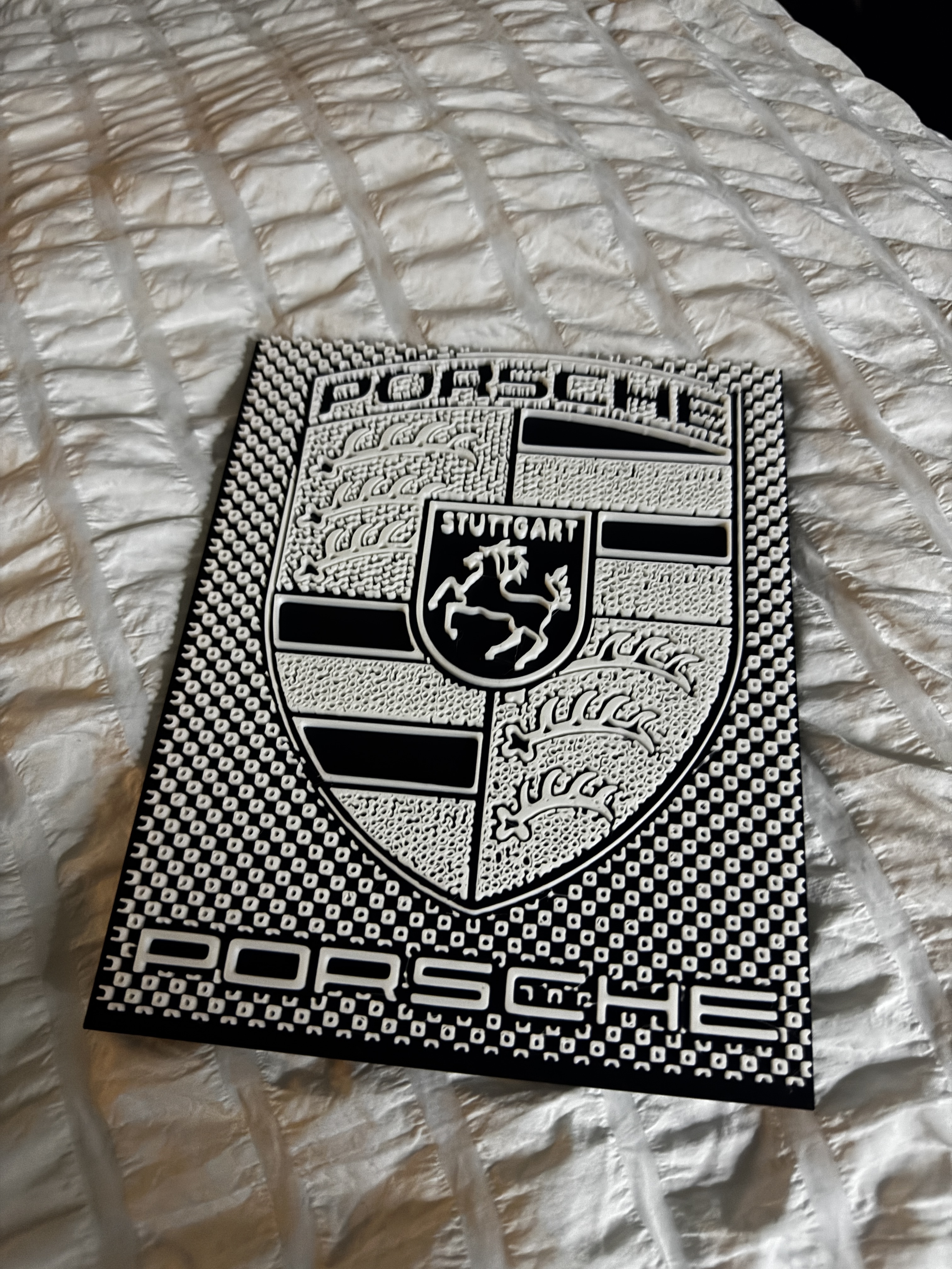 Porsche Crest Emblem – Dual-Color Snap-Fit (Base + Inlay)