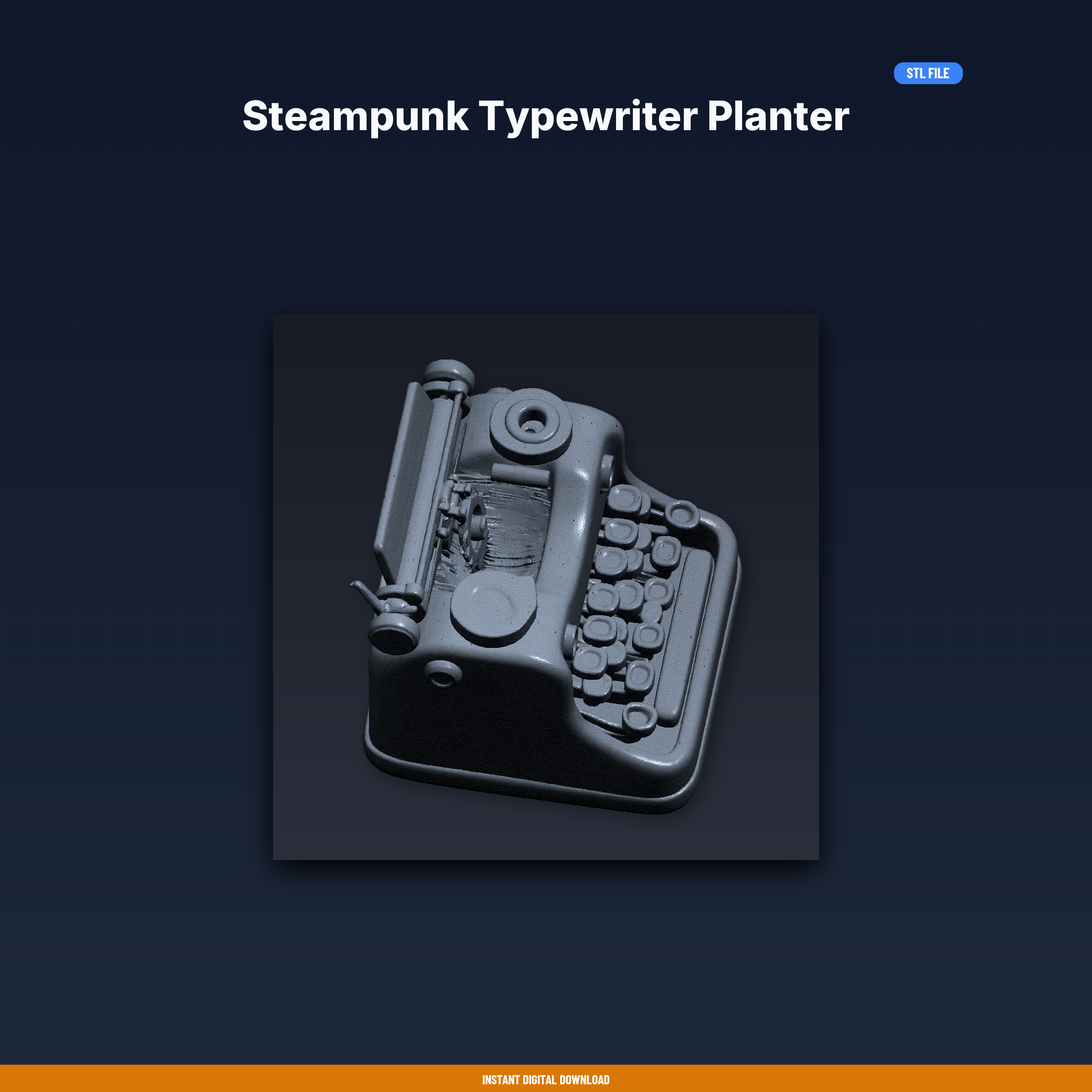 Steampunk Typewriter Planter - 3D Printable STL File