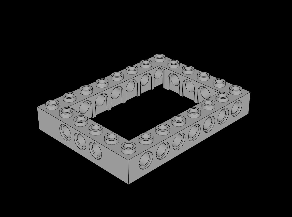Lego Compatible (32532.dat) Technic Brick  6 x  8 with Open Centre  4 x  6 with Cross Underside Studs