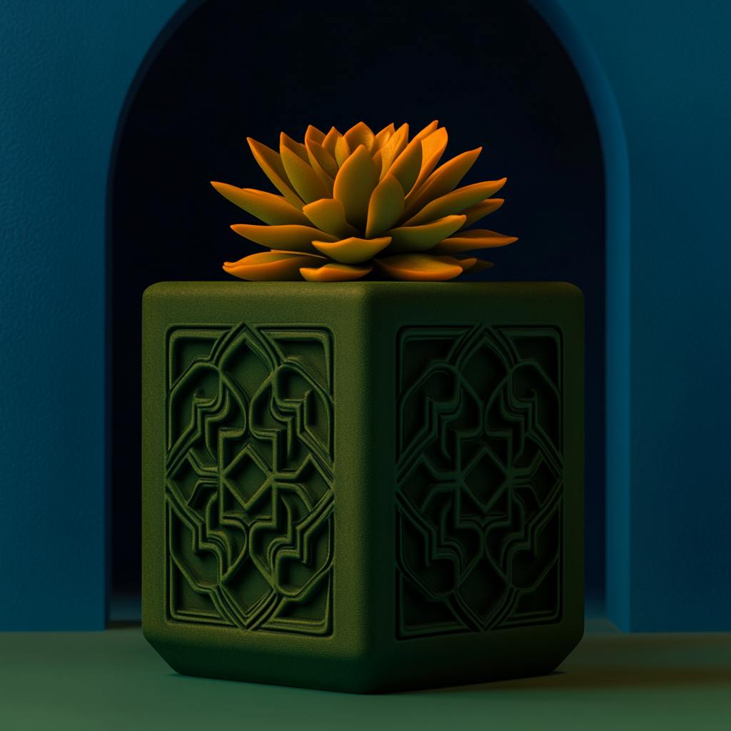 Arabesque Bloom Planter with Intricate Patterns
