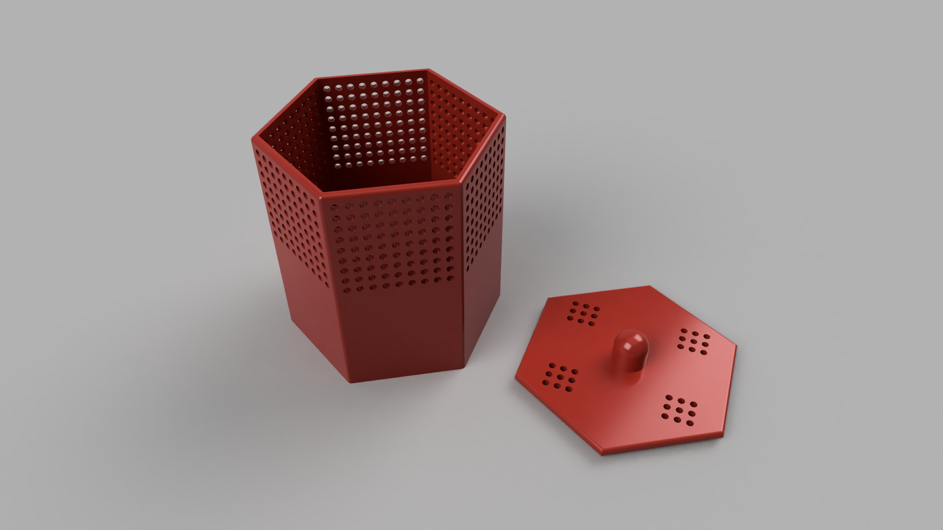 Hexagonal Filament Waste Bin + Lid (3D Printer Desk Organizer)