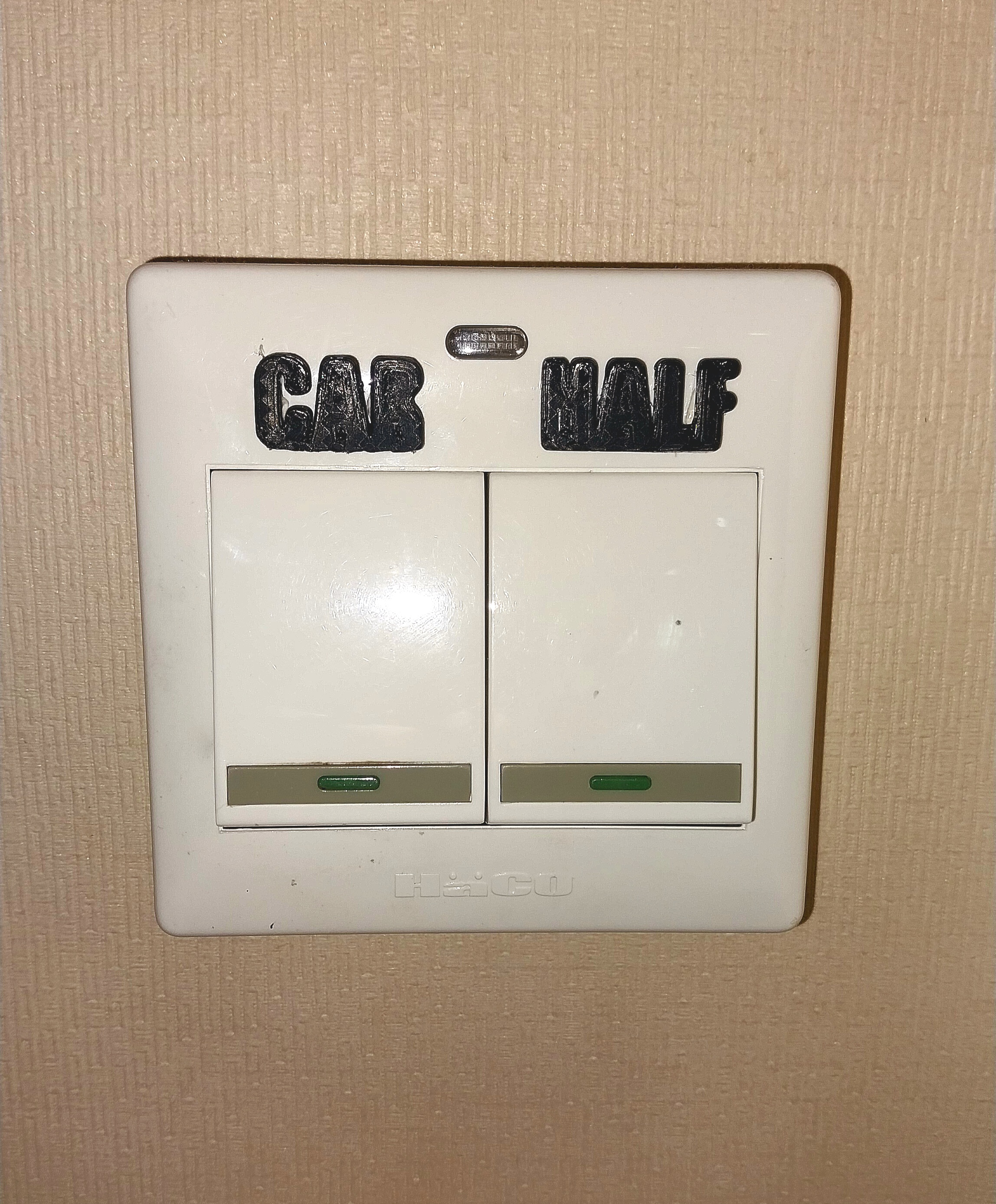 Automatic Door Indicator Button Sign ("CAR", "HALF")