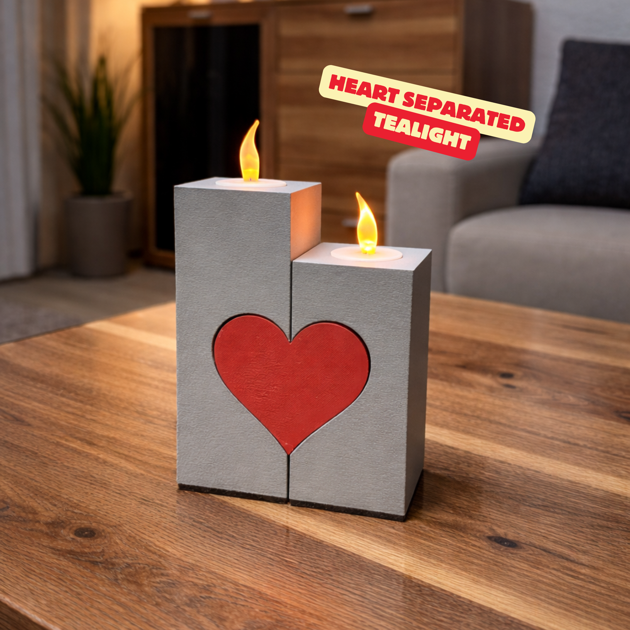 HEART SEPERATED TEA LIGHT / VALENTINES TEA LIGHT