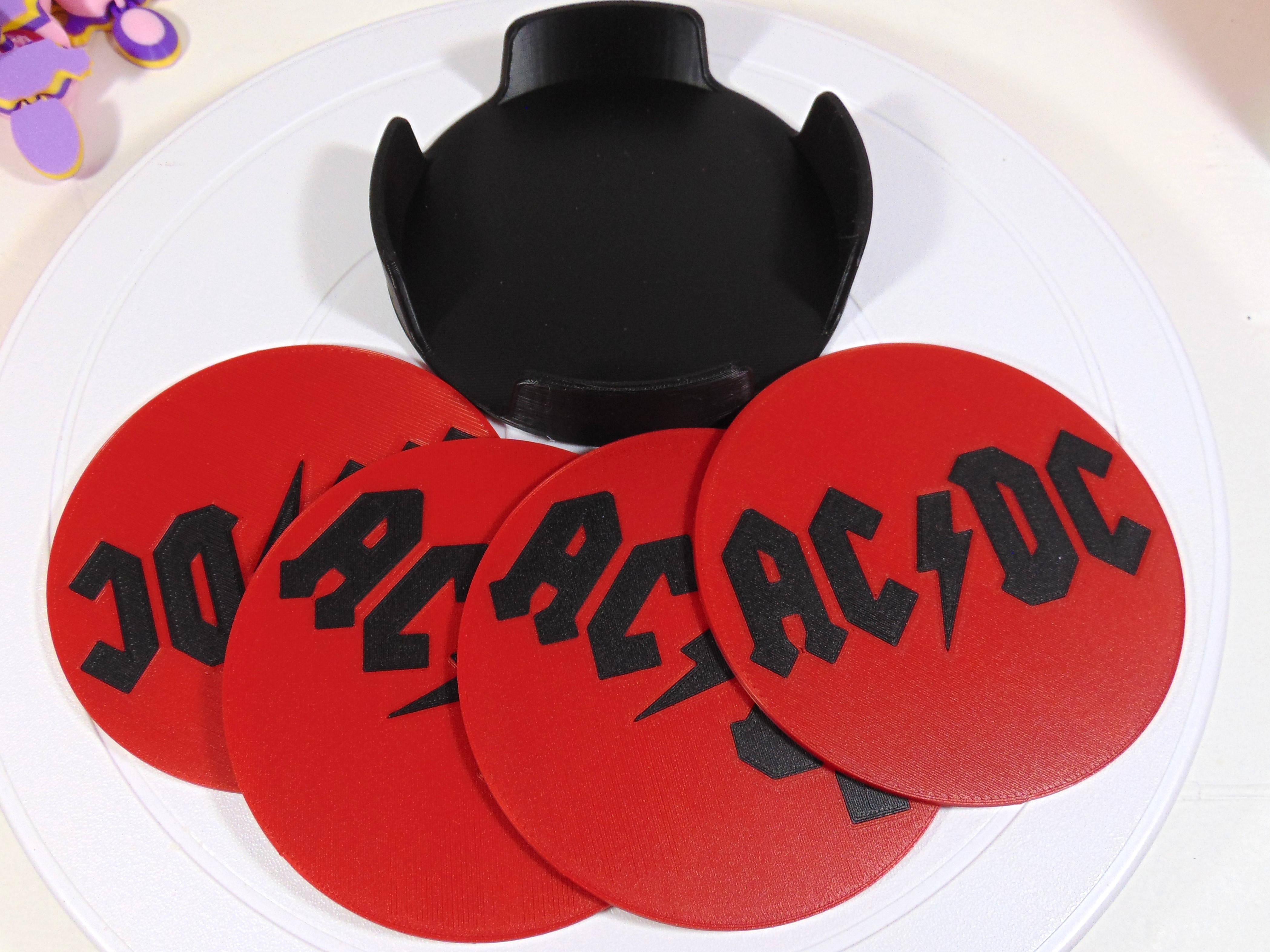 AC/DC Band Logo Coaster Set 100mm With Holder