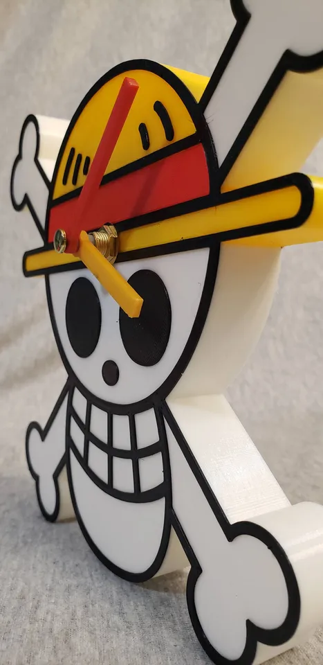 One Piece - Luffy＇s Straw Hat Pirates Jolly Roger Clock Face with