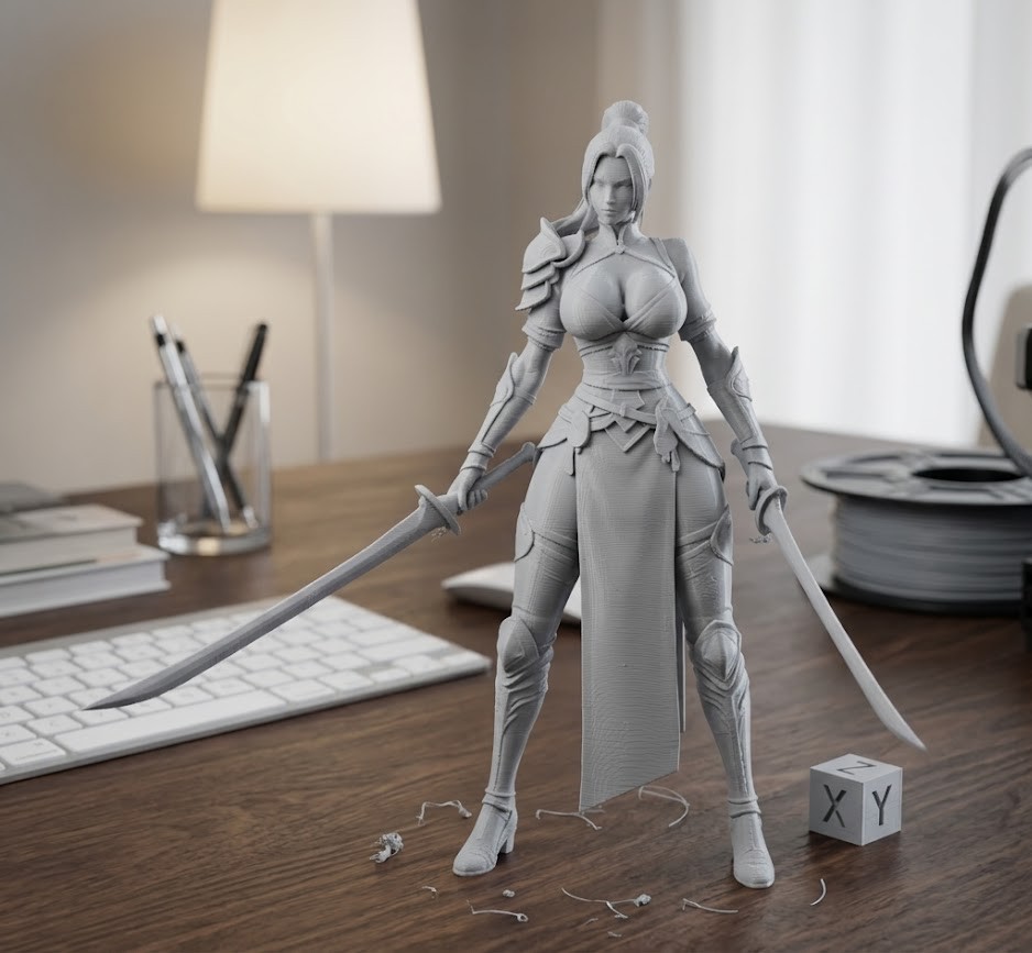 sexy swordswoman with big breasts