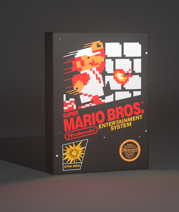 Super Mario Bros NES – Portada clásica retro en 3D para decoración geek y nostálgica